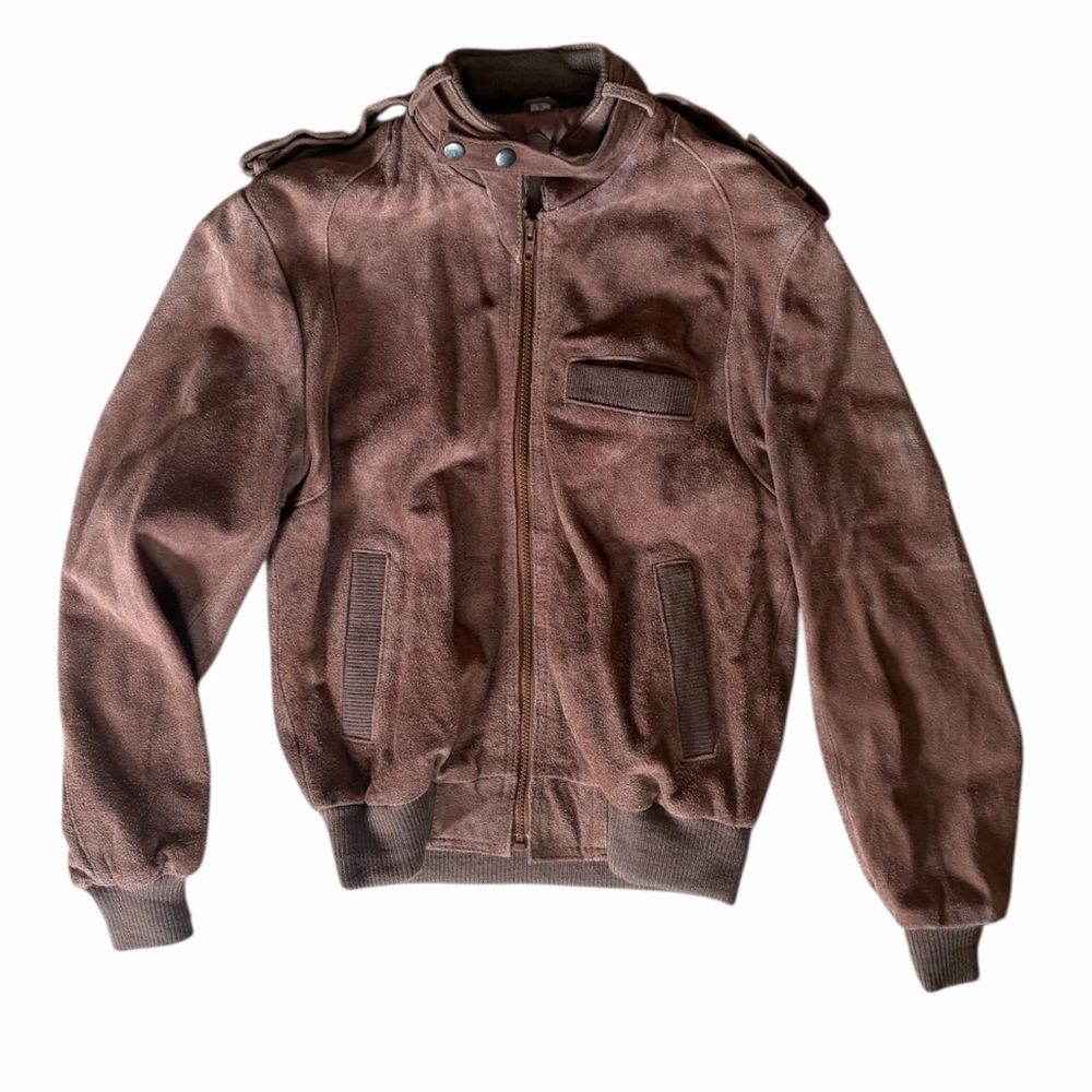 Vintage Repage size Small Men’s Brown Suede Full Zip‎ Sweater Jacket